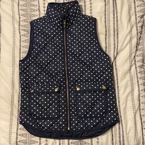 J Crew navy polka dot puffed vest small
